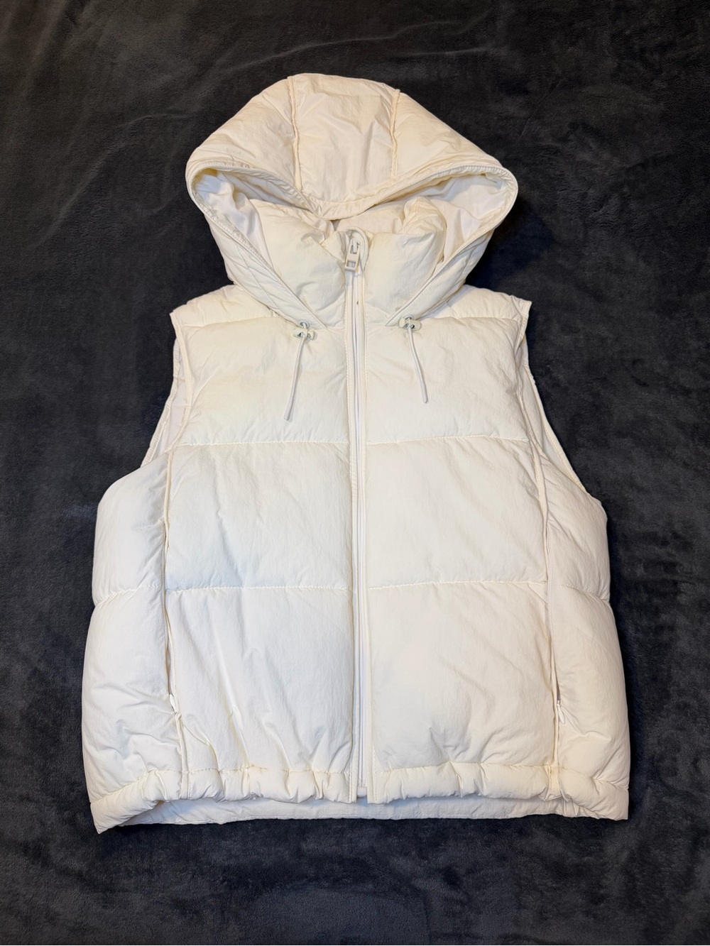 Zara Water Repellant Hooded Puffer Vest in Cream